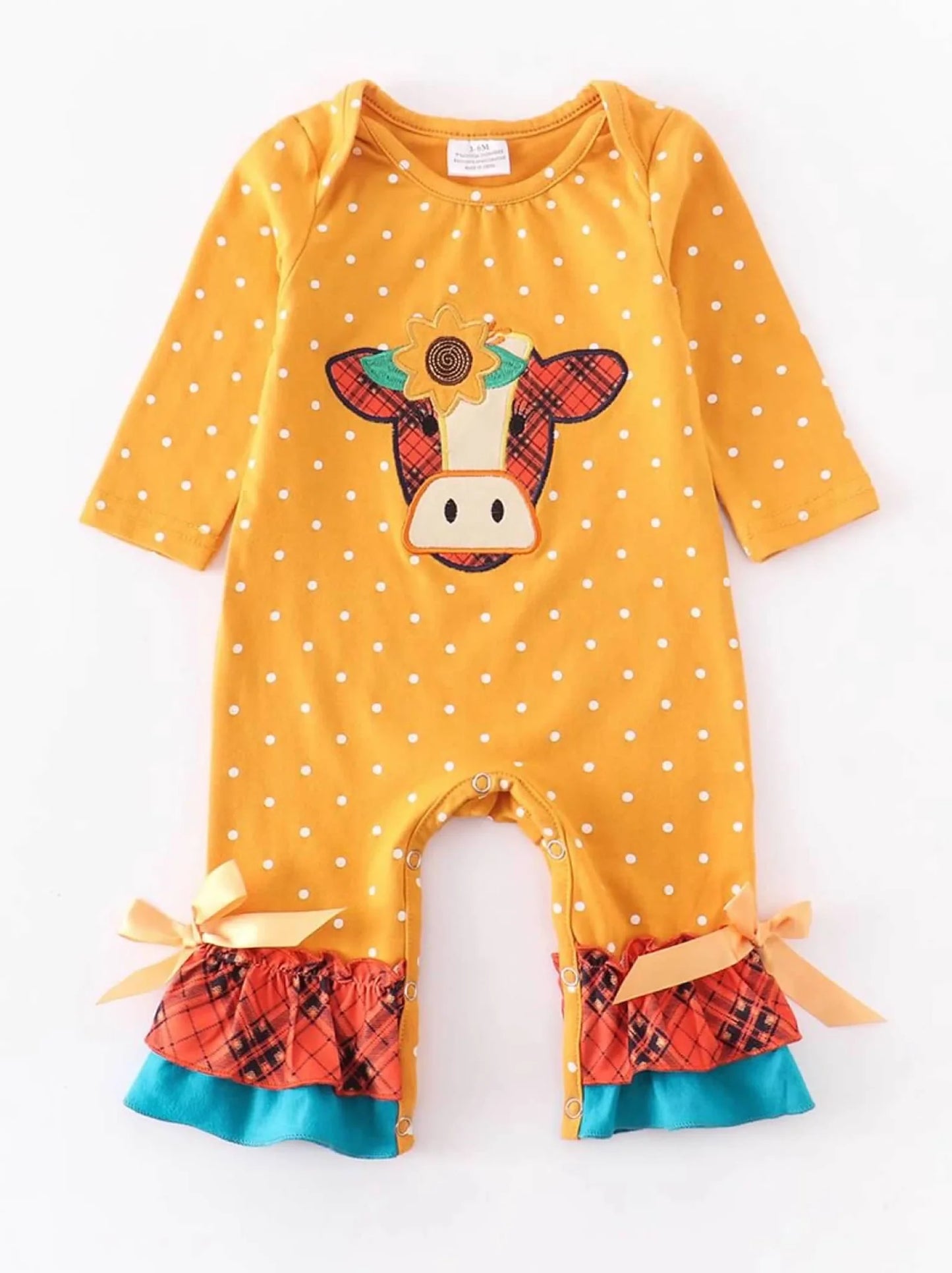 Cow Applique Girl's Romper