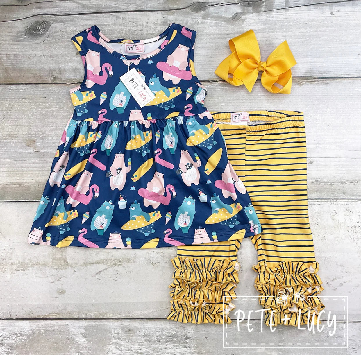 Pete & Lucy Summer Bear Shorts Set