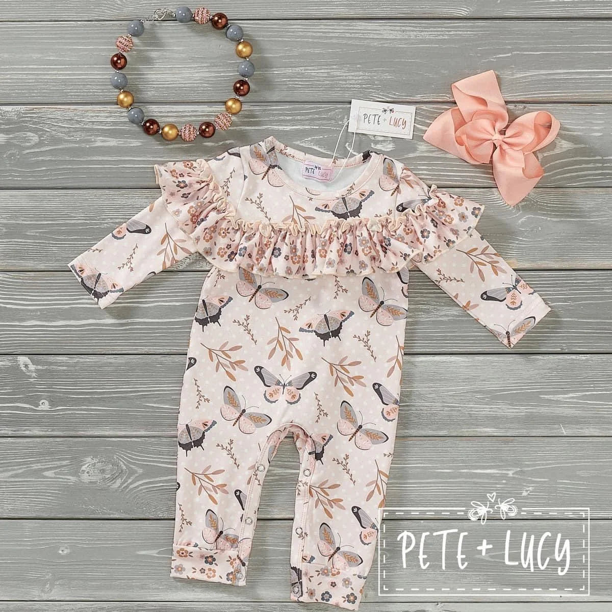 Pete & Lucy Falling Butterflies Romper
