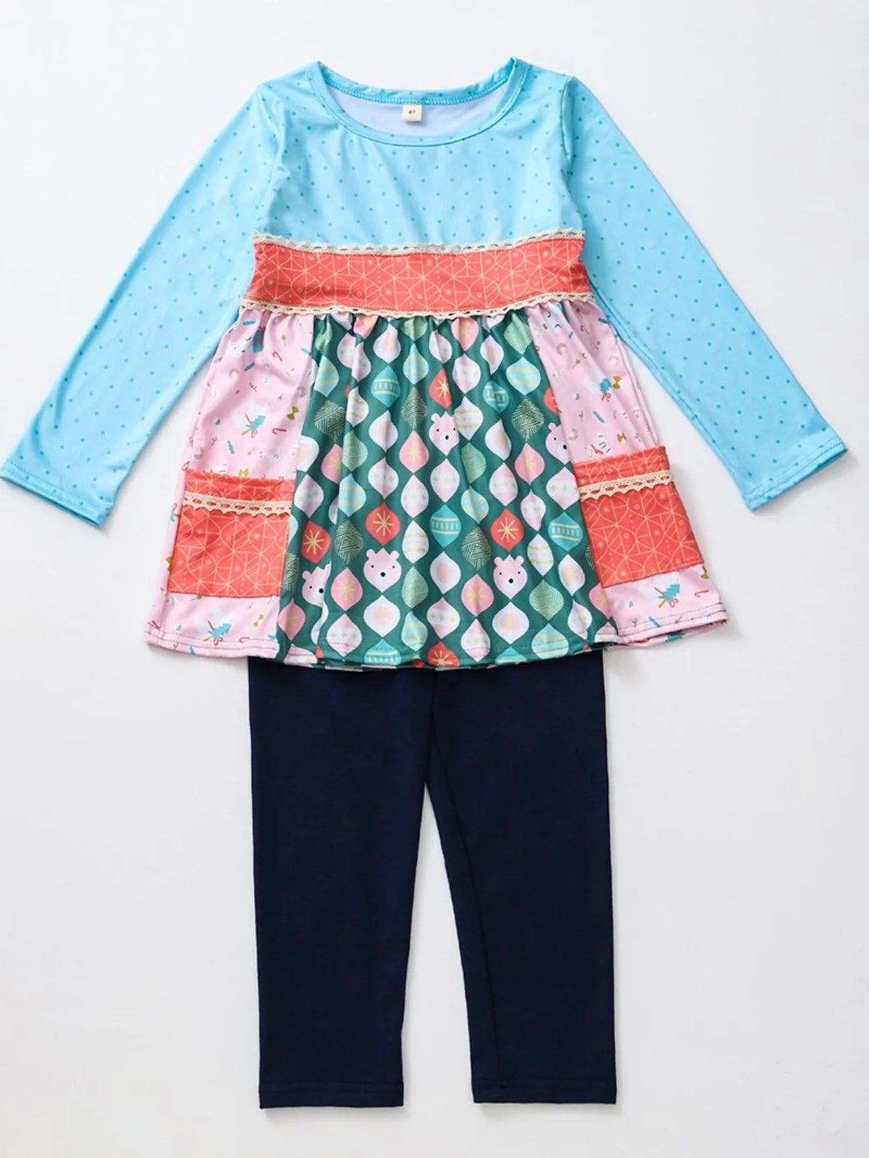 Christmas Ornament Girl's Pant Set