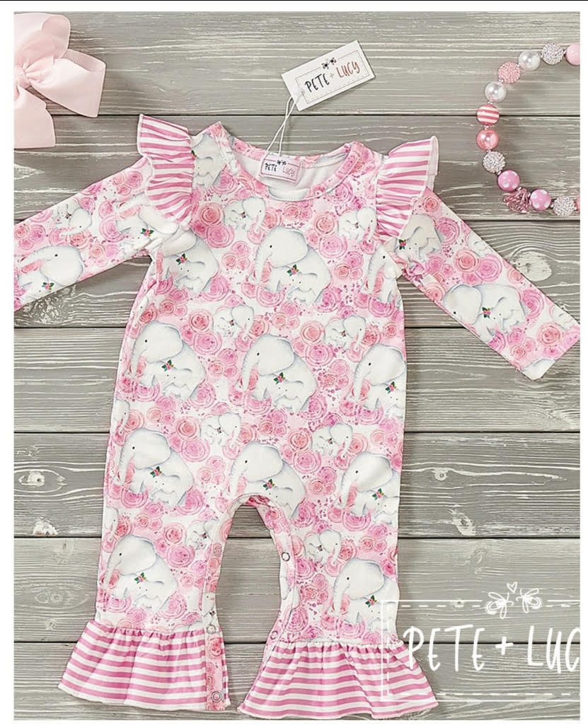 Pete & Lucy Elephant Rose Romper