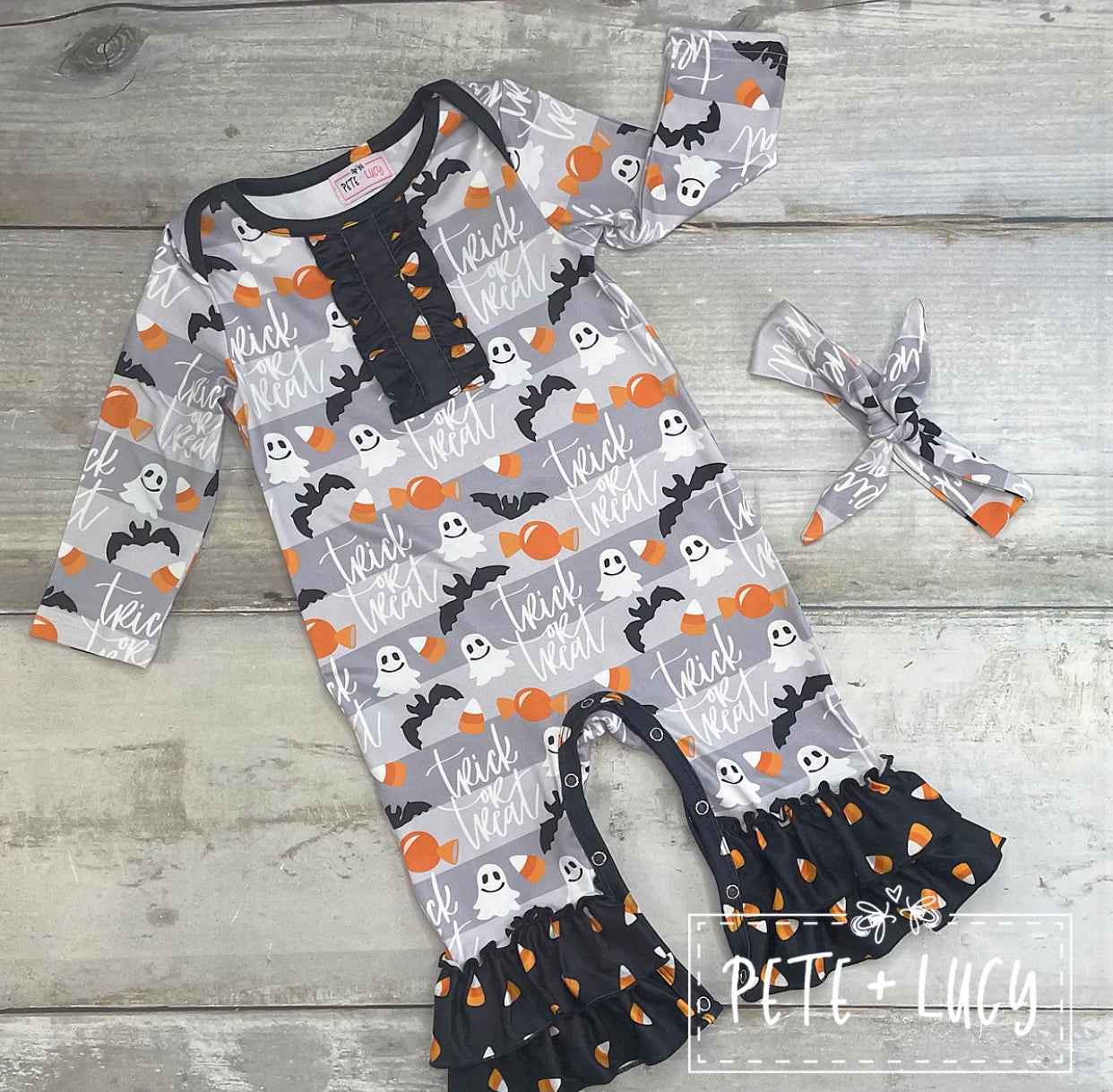 Pete & Lucy Trick or Treat Girl Romper