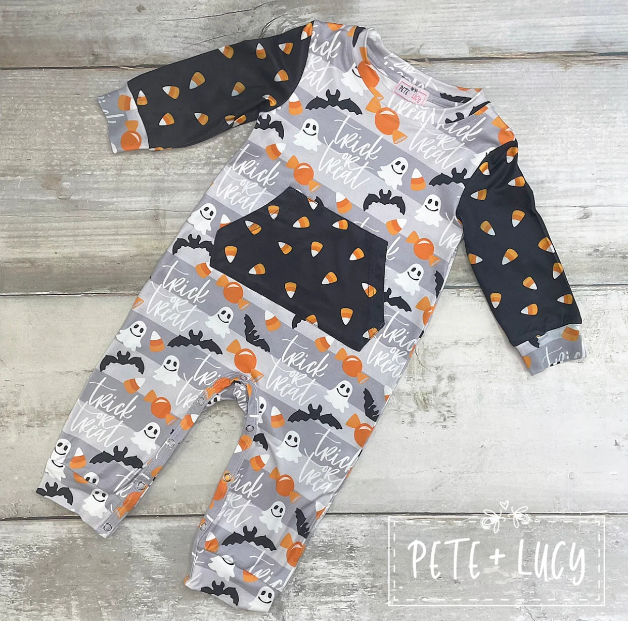 Pete & Lucy Trick or Treat Boy Romper