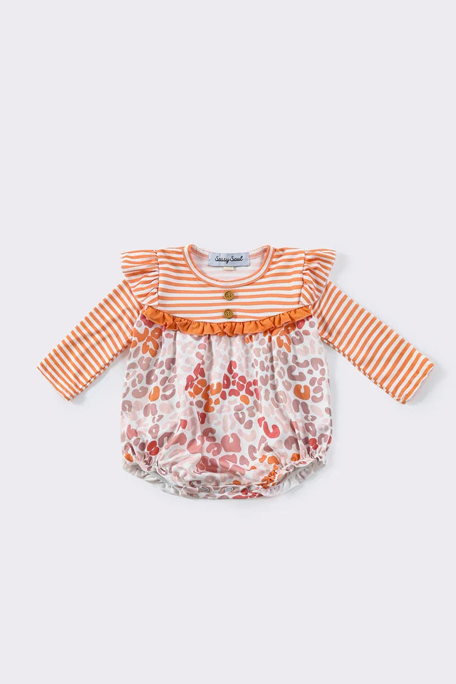 Orange Stripe Leopard Ruffled Bubble