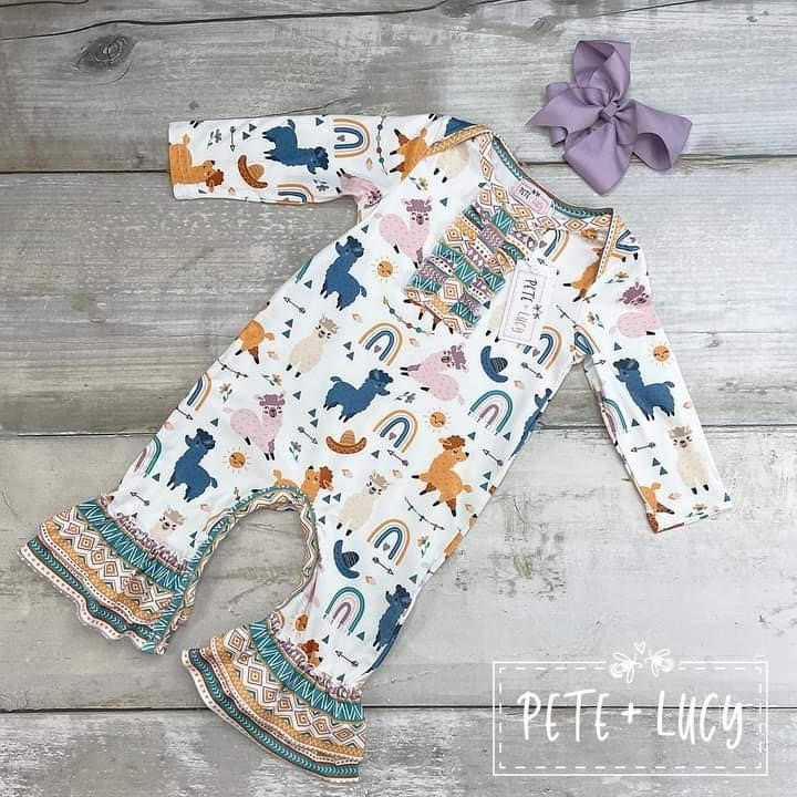 Pete & Lucy Llama Party Romper