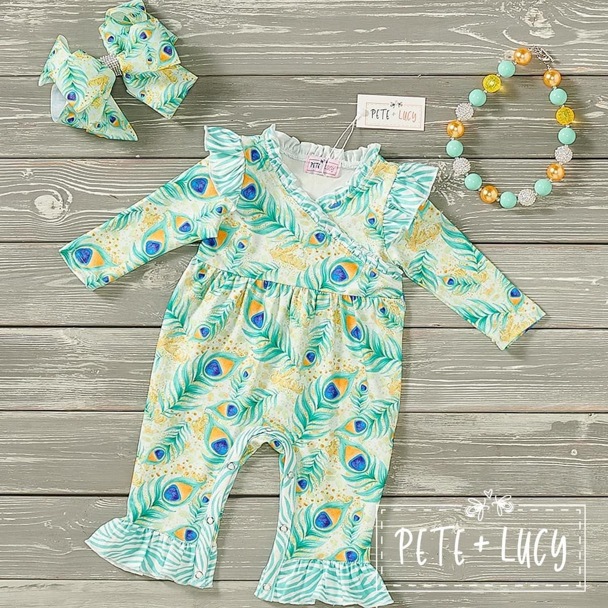 Pete & Lucy Beautiful Peacocks Romper