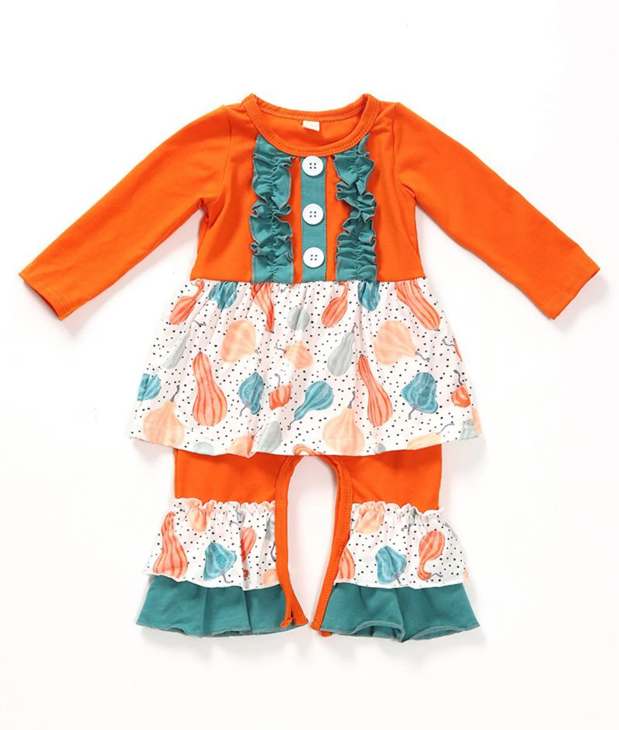 Pumpkin Ruffled Romper