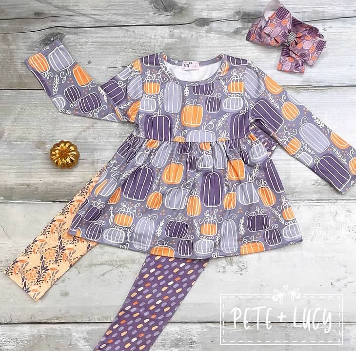 Pete & Lucy Purple Pumpkin Pant Set