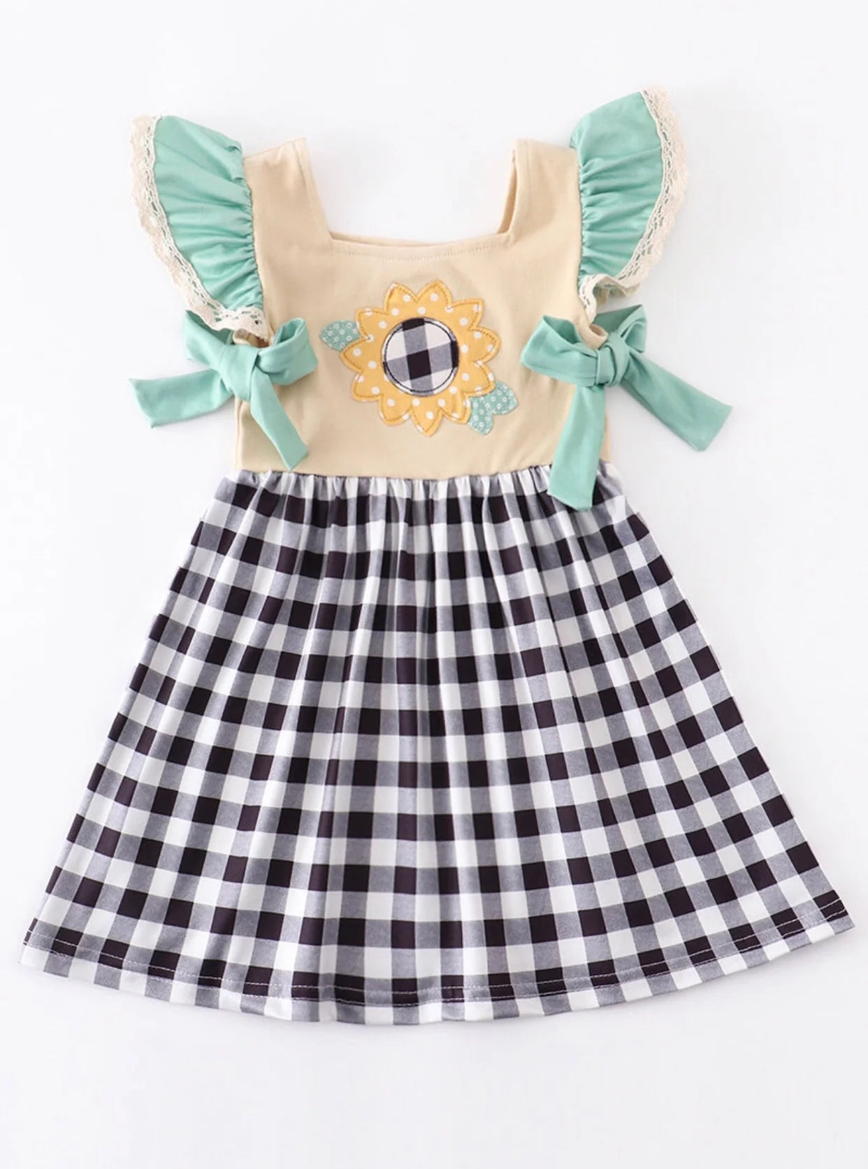 Sunflower Applique Ruffled Dress