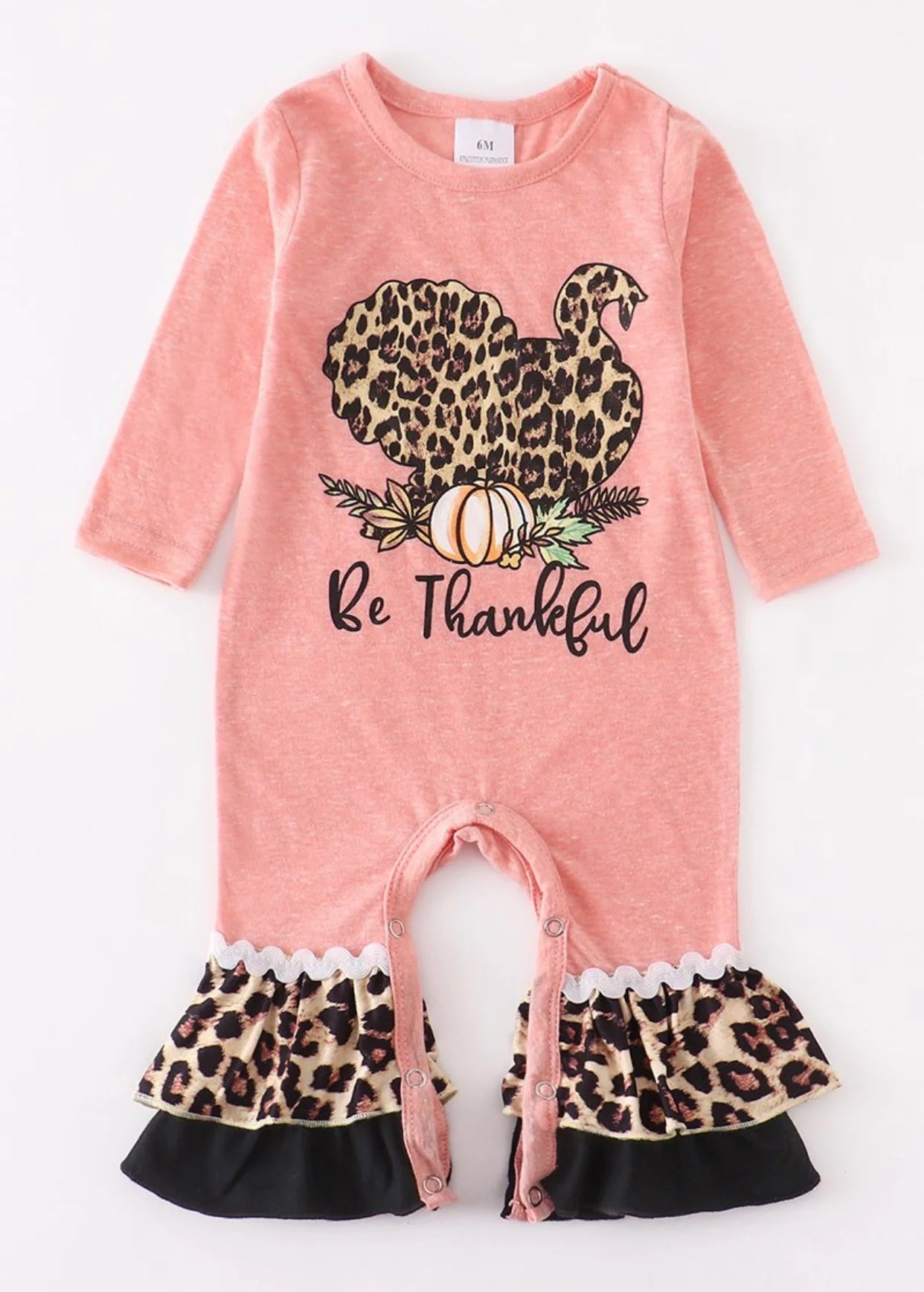 Leopard Turkey Ruffled Romper