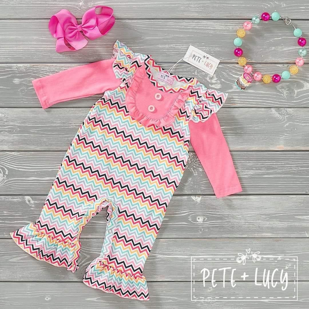 Pete & Lucy Rainbow Zigzag romper