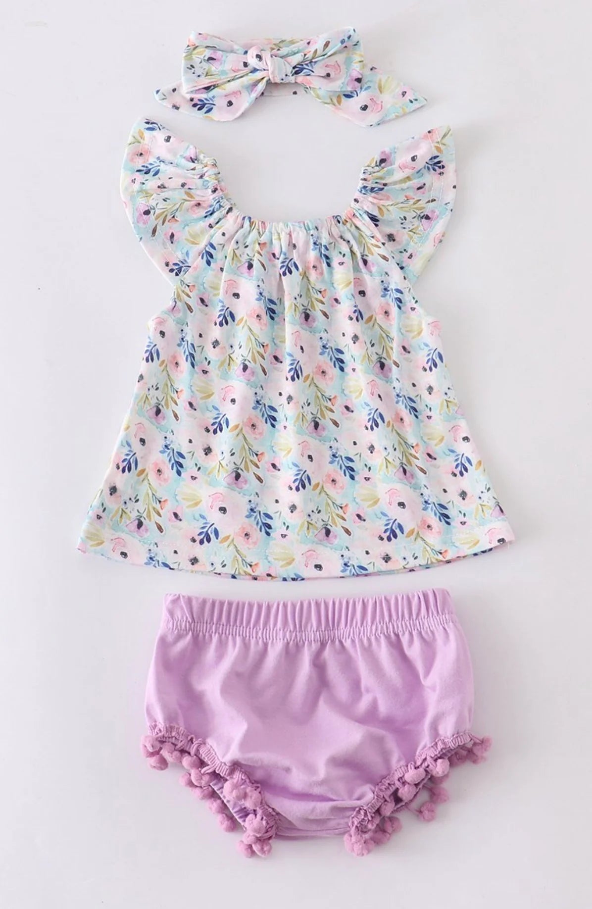 Purple Floral Bummie Set