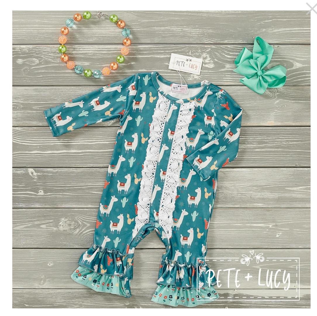Pete & Lucy Floral Llama Romper